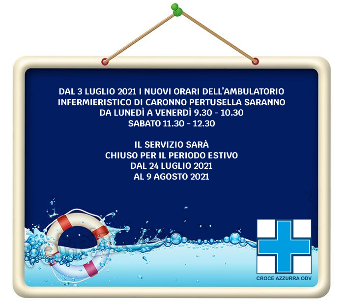 Nuovo orario ambulatorio infermieristico di Caronno Pertusella